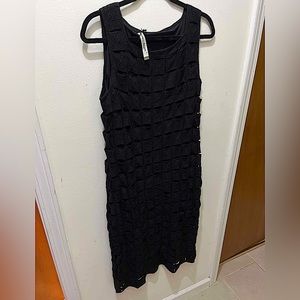 Marina Rinaldi crochet black midi dress in size M